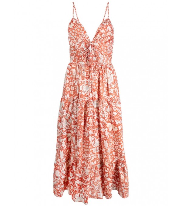 PHOEBE - Vestido cintas estampado - naranja PHOEBE - Vestido cintas estampado - naranja